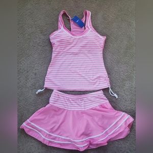 Miyang Women's Tankini Striped Swimsuit Vintage Pink NWT